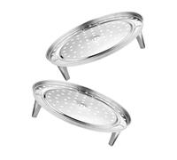 VALICLUD 2Pcs Stainless Steel Steamer Rack Multi-function Food Steaming Tray Uniform Heating Kitchen Steaming Dish Holder for Fish Veggies and More