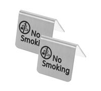 VALICLUD 2pcs Stainless Steel Table Tent Signs Double Sided No Smoking and Reserved Desk Indicators for Restaurants Hotels Cafes Elegant Non Smoking Premises Tags