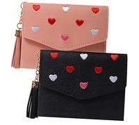 VALICLUD 2pcs Stitch Purse Women Embroidered Love Clutch Wristlet Wallet for Women Fashion Credit Card Holder