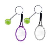 VALICLUD 2pcs Tennis Racket Keychains Stylish Key Accessories with Cute Purple Silver Design Lightweight Charming Sport Key Rings for Fans and Gift Giving