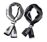 VALICLUD 2pcs Thin Long Frame Scarf for Women Spring Autumn, Lightweight Decorative Narrow Neck Scarves in White and Black Frames, Stylish Accessory for Daily Wear