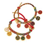 VALICLUD 2pcs Tibetan Knot String Bracelet Handmade Cotton Cord for Prosperity and Wealth Unisex Handwoven Blessing Jewelry with Colorful Fortune Threads