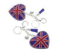 VALICLUD 2pcs Union Jack Heart-shaped Key Rhinestones Decorative Keychain for Bags Backpacks and Car Accessories Unique Souvenir