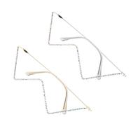 VALICLUD 2pcs V Shape Triangular Glasses Eyeglass Frame with Rhinestones Metal and Plastic Material, Fashionable Lensless Glasses Frames for Gatherings and Business Wear