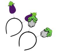 VALICLUD 2pcs Vegetable Headbands Lightweight Comfortable Hair Accessories for Party Cosplay Carnival Purple Eggplant Green Cabbage Headdress