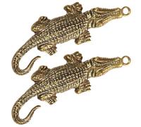 VALICLUD 2pcs Vintage Brass Crocodile Keychain Pendants Charms for DIY Crafting, Solid Brass Bag Accessories, Unique Hanging Decorations for Home and Car