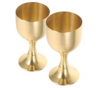 VALICLUD 2pcs Vintage Brass Goblet Cups with Sturdy Design and Smooth Surface, Elegant Golden Offering Cups for Temple Decoration and Buddhist Offering, Exquisite Metal Goblets