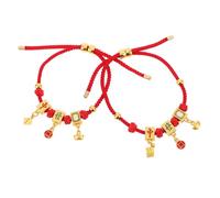 VALICLUD 2pcs Vintage Chinese Mahjong Braided Bracelet Feng Shui Luck Wristband for Women Handmade Stretchy String Jewelry Unique Cultural Mahjong Fans