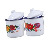 VALICLUD 2pcs Vintage Chinese Style Enamel Teacup Sturdy Shatter Design for Tea and Soup Household Water Holder Capacity