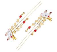 VALICLUD 2pcs Vintage Chinese Style Tassel Hair Clip Alloy Side Clips with Fox Mask Design Durable Alloy Material Elegant Festival Hair Accessories for Women Random Color