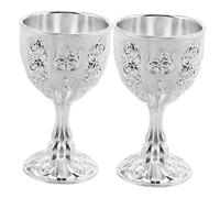 VALICLUD 2pcs Vintage Embossed Metal Goblets Drop-Resistant Retro Chalice Cups with Ergonomic Grip for Home Bar Parties and Outdoor Gatherings Compact Decorative Drinking Offering Cups