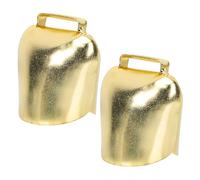 VALICLUD 2pcs Vintage Style Cattle Bells for Farming with Loud Sound Metal Bell Ornaments for Sheep Horses and Pet Collar Accessories Retro Gold Finish