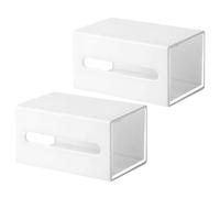 VALICLUD 2pcs Wall-mounted Drawer Storage Box White Multi-purpose Makeup Organiser with Hips Material Suitable for Kitchen and Bedroom Storage