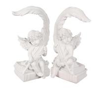 VALICLUD 2Pcs White Plume Angel Figurines Resin Crafts Small Couple Cupid Statues Home Desk Decoration Romantic Bedroom and Shop Ornament Praying Angel Sculptures