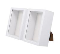 VALICLUD 2PCS White Rustic 5cm Depth 6-Inch Wood Shadow Box Display Frames for Dried Flowers, Specimens, and Photos, Floating Preservation Picture Frames for Valentine’s Day and Home Decor