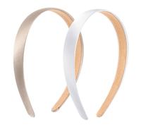VALICLUD 2Pcs Wide Headband Women Pure Color Hair Wraps Durable for Various Hairstyles for Bad Hair Days Exercise Travel and Weddings Gold White