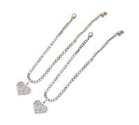 VALICLUD 2pcs Women Heart Rhinestone Anklets Alloy Ankle Chain Pendant Stylish Jewelry for Beach Parties and Casual Wear