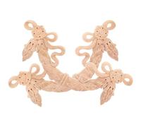 VALICLUD 2pcs Wood Carved Appliques Flower Pattern European Style Decorative Wood Onlay Trim for Furniture Door Moulding Scroll Ornaments for Home Study Living
