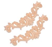 VALICLUD 2pcs Wood Carved Appliques Onlays Unpainted Decorative Trim Molding for Furniture Doors Cabinets Wardrobes Victorian Style Retro Wall Decor DIY Wood Embellishments