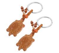 VALICLUD 2pcs Wooden Carved Turtle Keychains Unique Animal Pendant Keyring Fine Workmanship Smooth Edges Birthdays Valentine Day Christmas and More