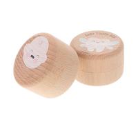 VALICLUD 2pcs Wooden Tooth Keepsake Box Solid Wood Round Design Tooth Memorial Storage Holder for Boys Under Pillow Holder