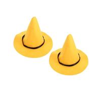 VALICLUD 2pcs Yellow Felt Wizard Hat Pointed Halloween Hat Brim Unisex Accessory for Costume Parties Circus Acts and Autumn Winter Events