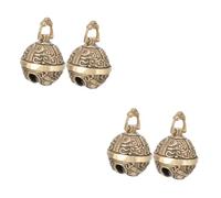 VALICLUD 2sets Vintage Brass Keychain Making DIY Bell Pendant Antique Craft Bells Decorative Keyring for Home Decor and Accessories 2pcs*2