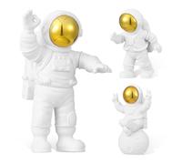 VALICLUD 3 Pcs Astronaut Figurines Space Themed Decorative Sculptures for Adults and Small Gold Spacemen Ornaments for Desk Bookshelf Bedroom Office Display Unique Space Lover