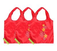 VALICLUD 3 Pcs Foldable Strawberry Fruit Style Reusable Shopping Bags Lightweight Portable Polyester Tote Bags for Women Grocery and Retail Shopping