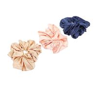 VALICLUD 3 pcs Large Scrunchies Elastic Hair Bands for Women Smooth Ponytail Holders for Sports Yoga Parties Elegant Khaki Pink Navy
