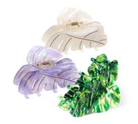 VALICLUD 3 Pcs Leaf Hair Claw Clips Lightweight Secure Grip Hair Accessories for Women Elegant Acetate Jaw Clips for Daily Use Work Party Versatile Multi-functional Holders