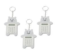 VALICLUD 3 Pcs Mini Bear Calculator Keychains Portable Pocket Calculators with Key Rings Cute Cartoon Style for Students School Use