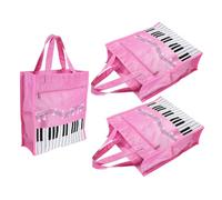VALICLUD 3 Pcs Music Theme Handbag Reusable Grocery Tote Bag for Music Teachers Stylish Non Woven Versatile Shoulder and Handheld Carrying Options