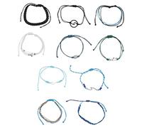 VALICLUD 3 Sets Bohemian Beach Wrist Chain Set Stylish Weaving Bangles Green Blue and Black for Women Durable Allergy Jewelry to Elevate Your