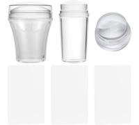 VALICLUD 3 Sets Nail Art Stamper Kit Soft Silicone Jelly Stamp with Transparent Handle for DIY French Tip Nail Art for Home and Salon Use