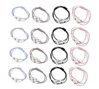 VALICLUD 30pcs Elastic Hair Ties Hair Bands Ponytail Holders with 9 Beads Mixed Colors Korean Japanese Style for Women Girls Daily Styling Accessories