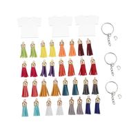 VALICLUD 30pcs Heat Transfer Keychain with Blank Key and Tassels for Crafts for Creating Keychains for and Festivals