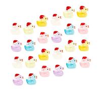 VALICLUD 30Pcs Mini Resin Ducks Set Glow in the Dark Christmas Duck Figurines Micro Landscape Decorations Multi-Color Resin Animal Statues for Holiday Ornaments