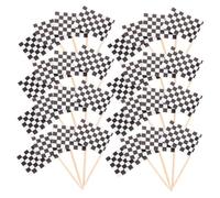 VALICLUD 360pcs Mini Checkered Racing Flag Cupcake Toppers Food Safe Decorative Picks for Race Car Themed Birthday Shower Party Supplies with Sturdy Paper and Wooden Construction