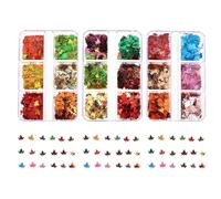 VALICLUD 3D Fall Maple Leaf Nail Sequins Autumn Nail Charms with Glitter Flakes for DIY Manicure 3 Pieces Set
