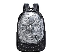 VALICLUD 3D Skull Shaped Backpack Gothic Rivet Shoulder Bag Realistic Skeleton Embossed Backpack
