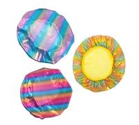 VALICLUD 3pcs Adjustable Elastic Wide-band Sleep Caps for Household Use Comfortable Night Hair Bonnets in Yellow Purple and Lake Blue Suitable for All Hair Types and Braids