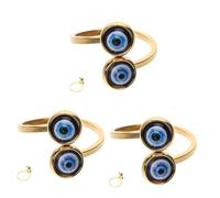 VALICLUD 3pcs Adjustable Evil Eye Open Band Ring Minimalist Aesthetic Jewelry for Women Fashion Accessory Birthday Wedding Party Daily Wear