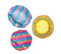 VALICLUD 3pcs Adjustable Wide Brim Sleep Bonnets for Soft Elastic Polyester Night Head Ornaments with Breathable Sweat-absorbing in Yellow Purple Lake Blue