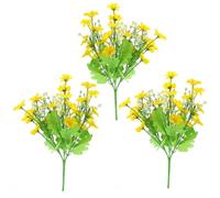 VALICLUD 3pcs Artificial Yellow Daisy Flowers Silk Simulation Wild Chrysanthemum Bouquet for Home and Office Decoration with Vivid Appearance, Suitable for Birthday and Valentine's Day