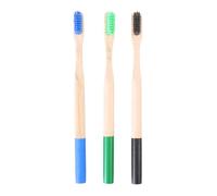 VALICLUD 3pcs Bamboo Toothbrushes Soft Round Handles Biodegradable Natural Charcoal Bristles for Adults Family Eco Friendly Oral Care with Ergonomic Design Random Color