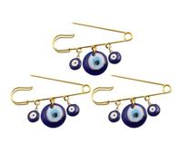 VALICLUD 3pcs Blue Enamel Evil Eye Pendant Brooch Pin Set Gold Alloy Scarf Lapel Pins for Women Decorative Safety for Sweaters Cardigans and Jackets
