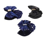 VALICLUD 3Pcs Bow Hair Accessory for Women Elastic Bun Net with Bowknot Clip Comfortable Lady Hairnet for Professional Hairstyles for Nurses Dancers and Hotel Staff