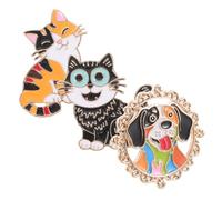 VALICLUD 3pcs Cartoon Animal Brooch Pins Cat Dog Lapel Pin Badges Badges for Women Men Students Fashion Accessories for Holiday