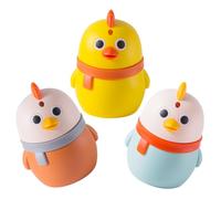 VALICLUD 3pcs Cartoon Chicken Press-type Toothpick Holder Container Set Plastic Toothpick Storage Box Push Button in Blue, Orange, Yellow for Home Kitchen Tabletop Use